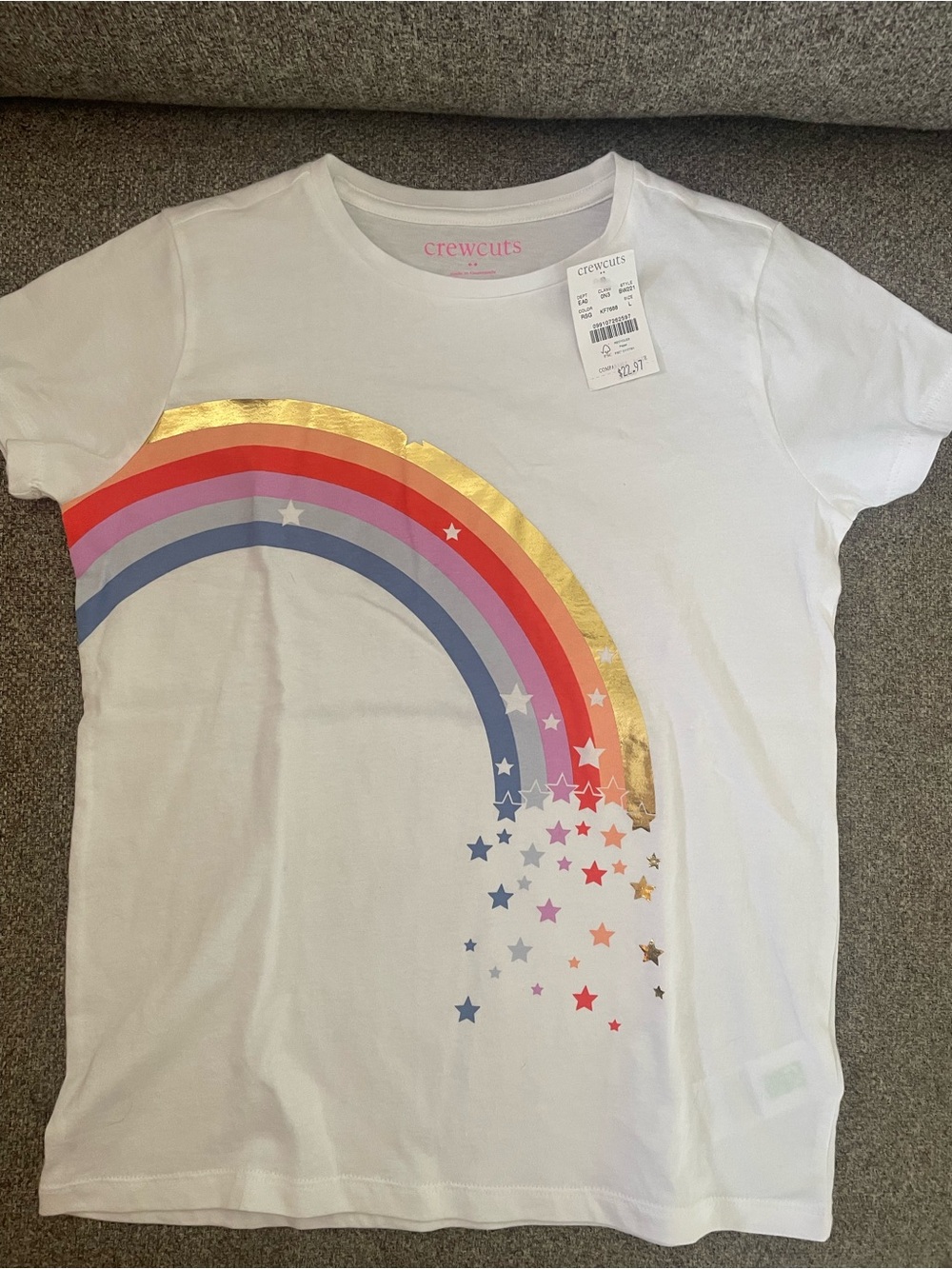 Crewcuts White Tee with Gold Rainbow and Star Graphic.  New with tags!